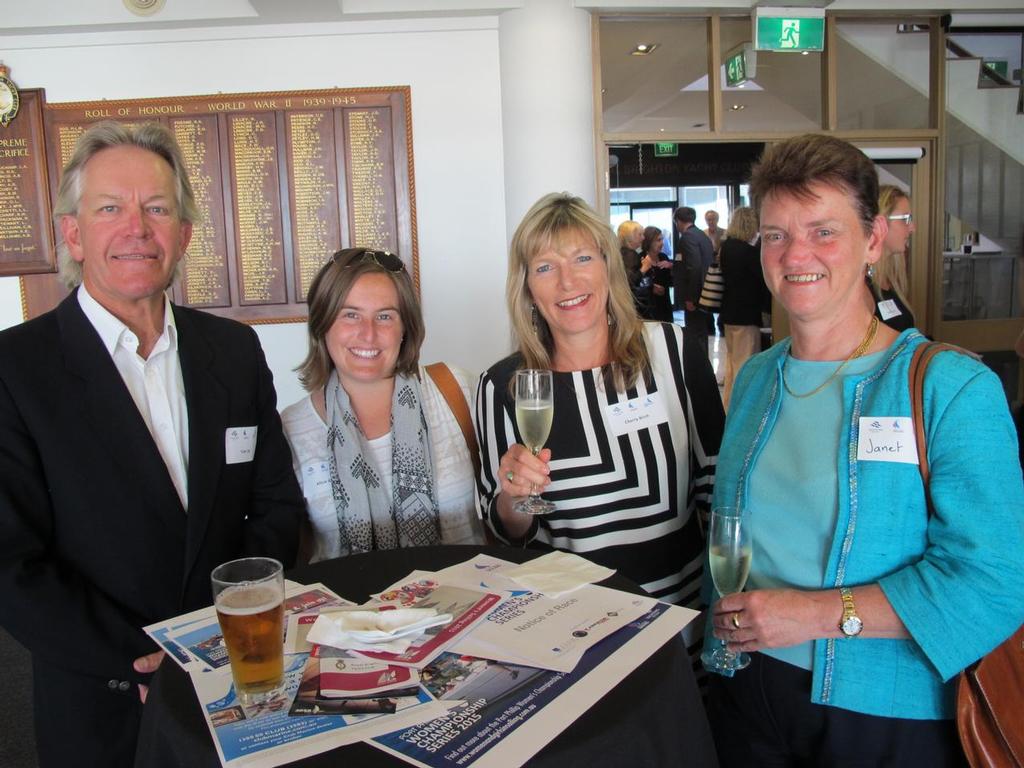LtoR: RMYS Club Captain Tom Ely, Alicia Rae, Cherry Birch, and Commodore Janet Dean - 2015 Port Phillip Women's Challenge Series © David James